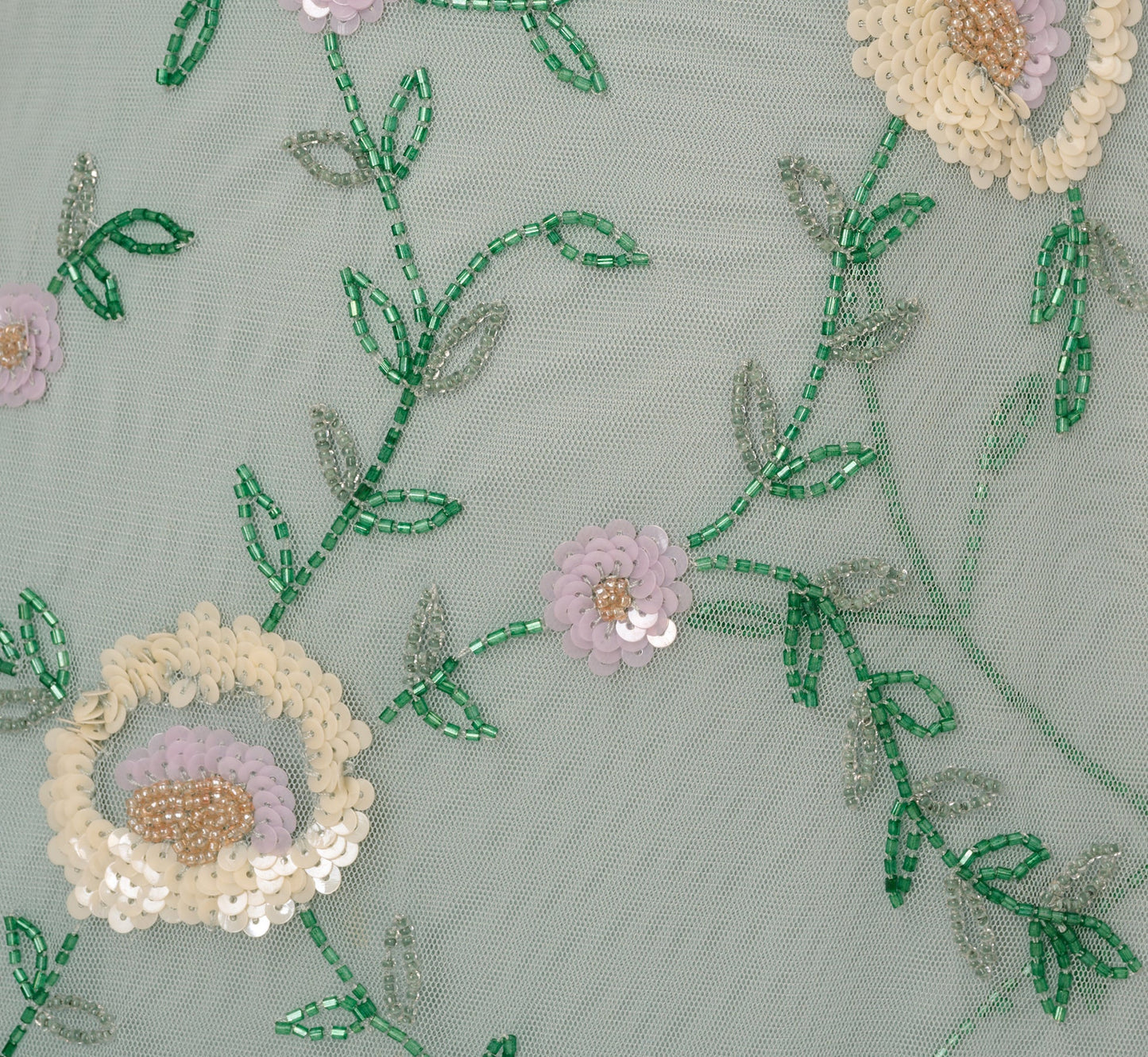 Flutter Sleeve Beaded Wrap Dress In Aqua Dust