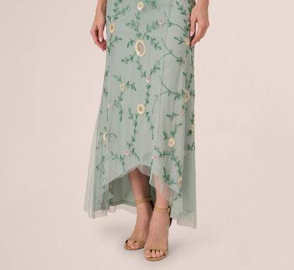 Flutter Sleeve Beaded Wrap Dress In Aqua Dust