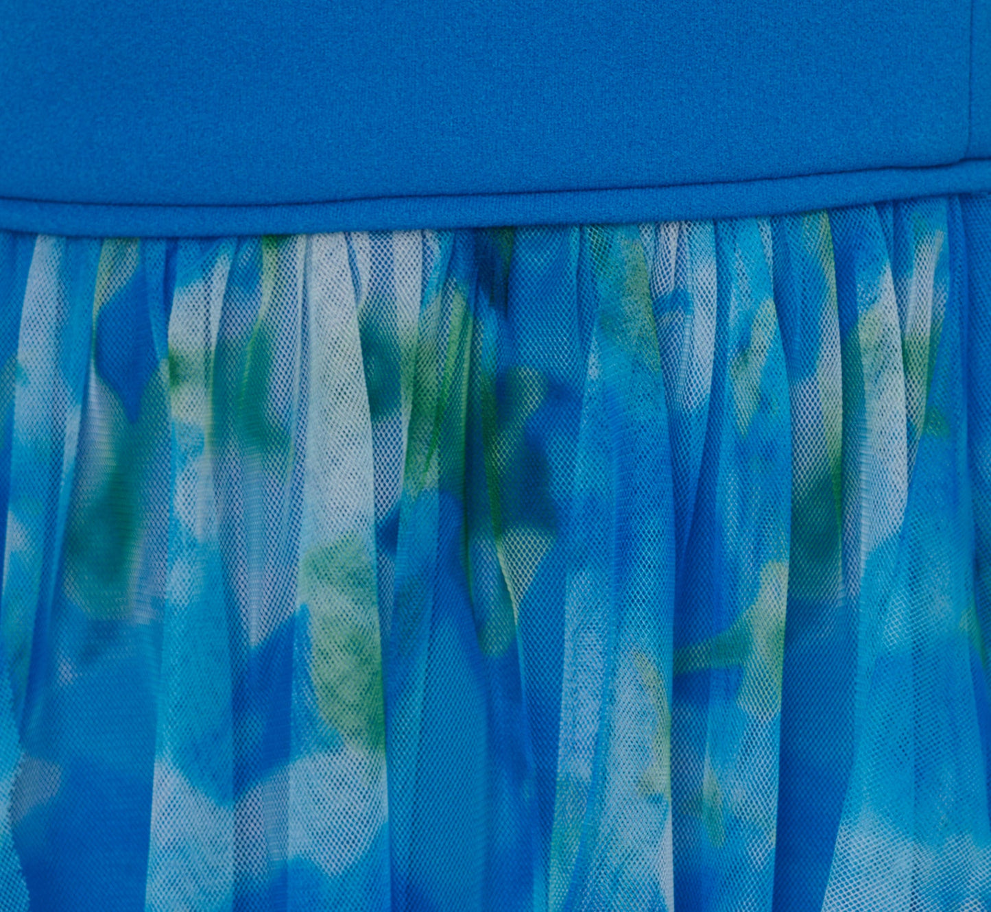 One Shoulder Watercolor Combo Gown In Blue Multi