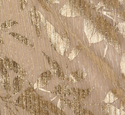 Off Shoulder Foil Leaf Mermaid Gown In Champagne Gold