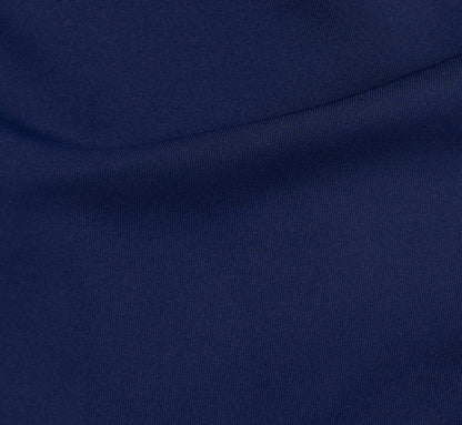 Off Shoulder Bell Sleeve Rosette Gown In Navy Sateen