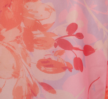 Sleeveless Floral Organza Wide Leg Jumpsuit In Peri Coral Multi