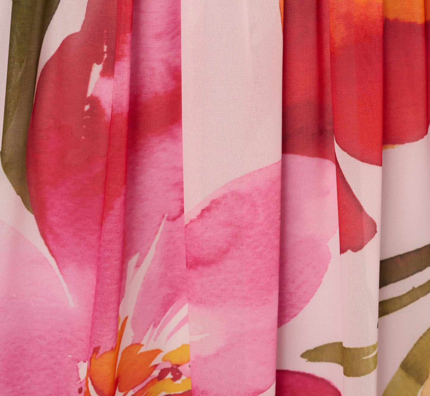 Sleeveless Surplice Floral Chiffon Gown In Pink Orange Multi