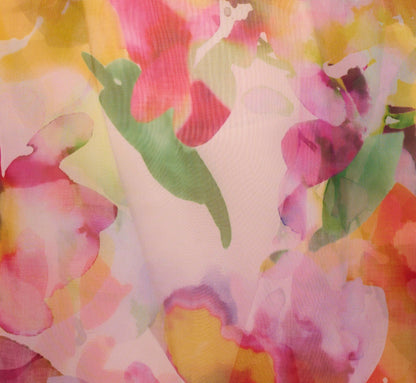 Plus Size Sleeveless Floral Organza Collared High Low Dress In Pink Multi