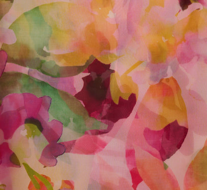 Sleeveless Floral Organza Collared High Low Dress In Pink Multi