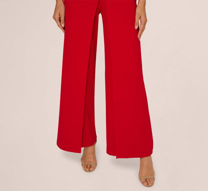 Asymmetrical 3D Floral Jumpsuit In Hot Pepper