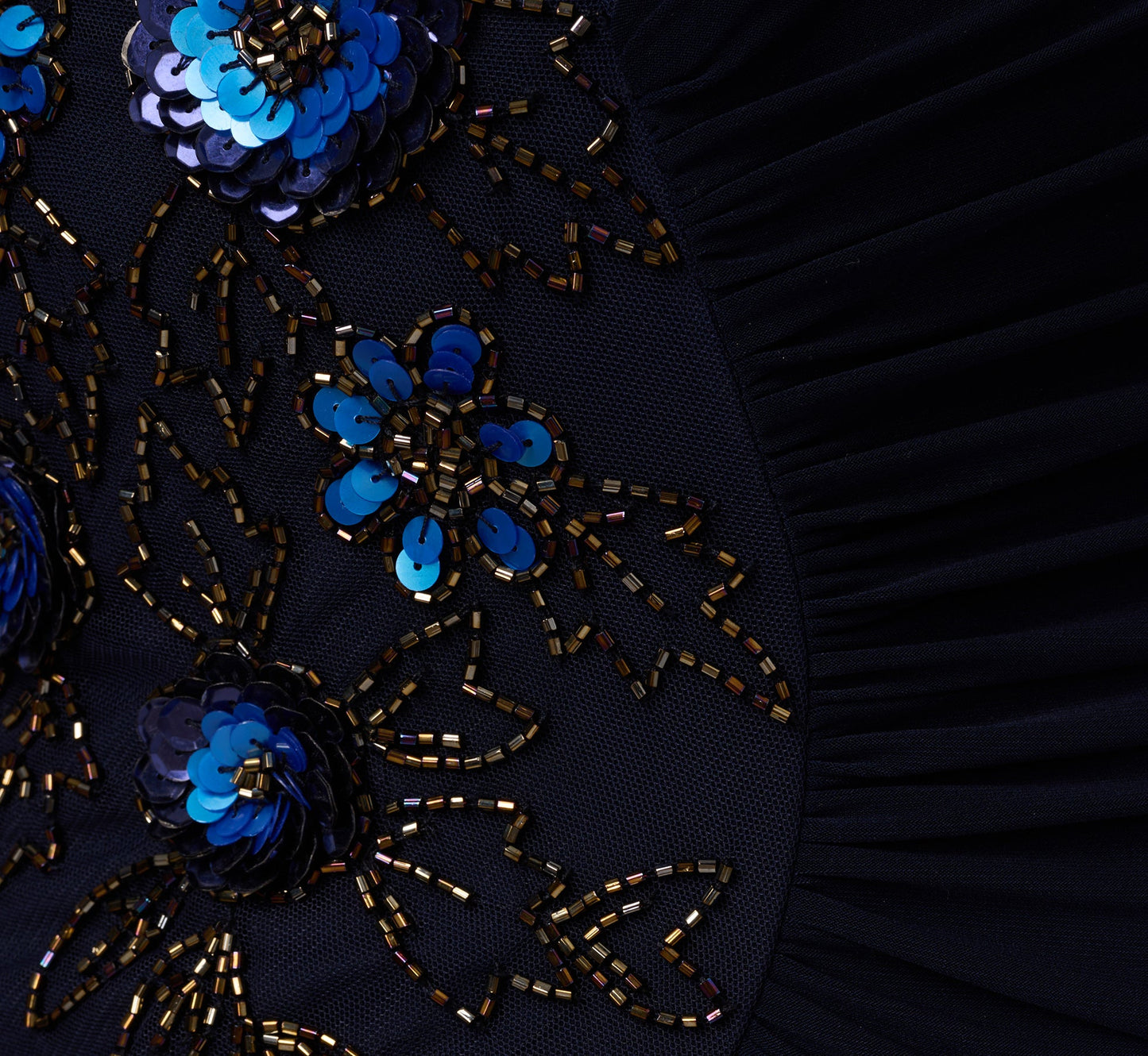 Plus Size Sleeveless Asymmetrical Floral Beaded Jersey Gown In Midnight Multi