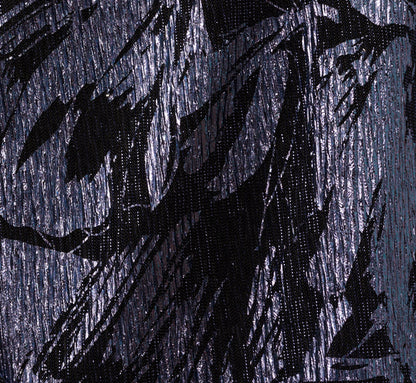 Crinkle Metallic Keyhole Halter Ruffle Gown In Navy