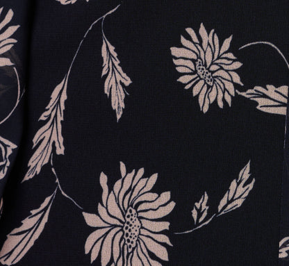 Long Sleeve Floral Chiffon Maxi Dress In Navy Blush