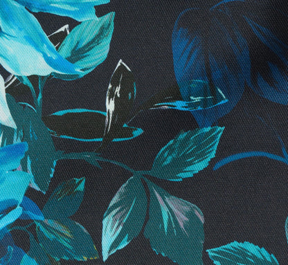 Sleeveless Roll Collar Floral Midi Dress In Navy Multi