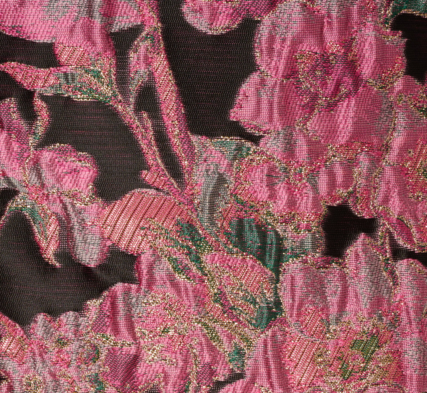 Sleeveless Metallic Floral Jacquard Midi Dress In Black Pink Multi