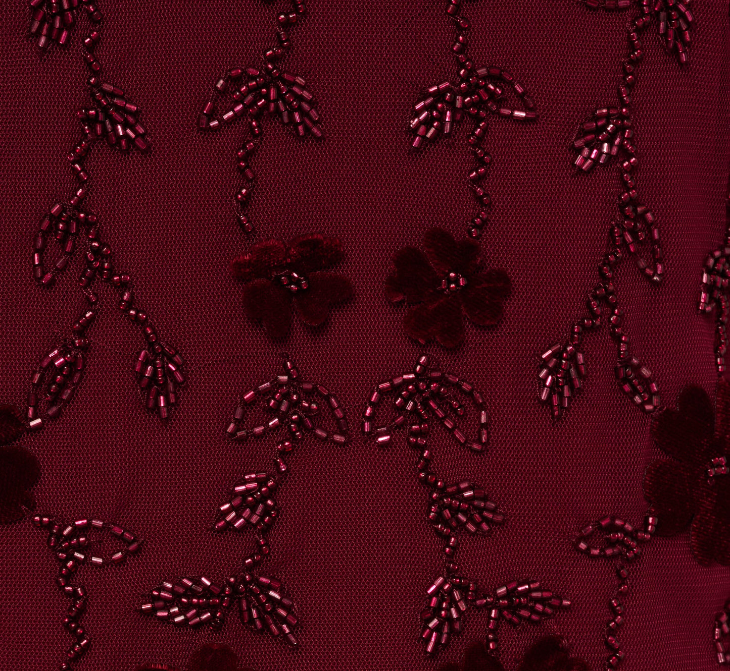 Plus Size Three Quarter Sleeve Velvet Floral Bead Sheath Dress In Mahogany