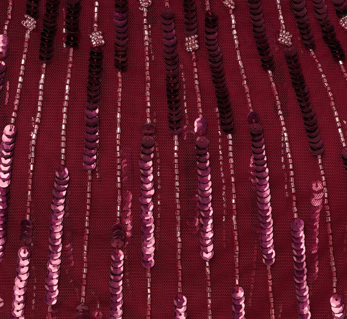 Linear Bead Cape Column Gown In Mahogany