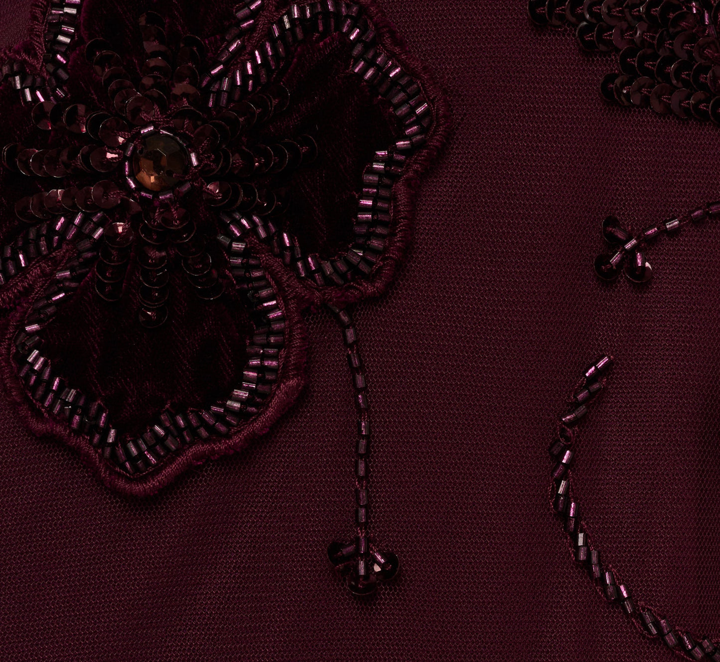 Sleeveless Velvet Beaded Floral Gown In Night Plum