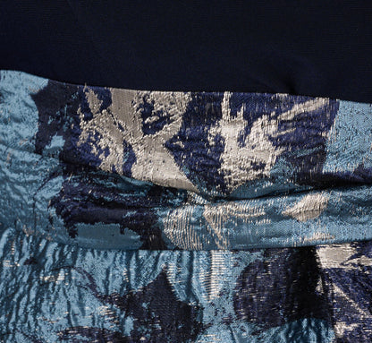 Long Sleeve Tuxedo Jacquard Combo Gown In Midnight Multi