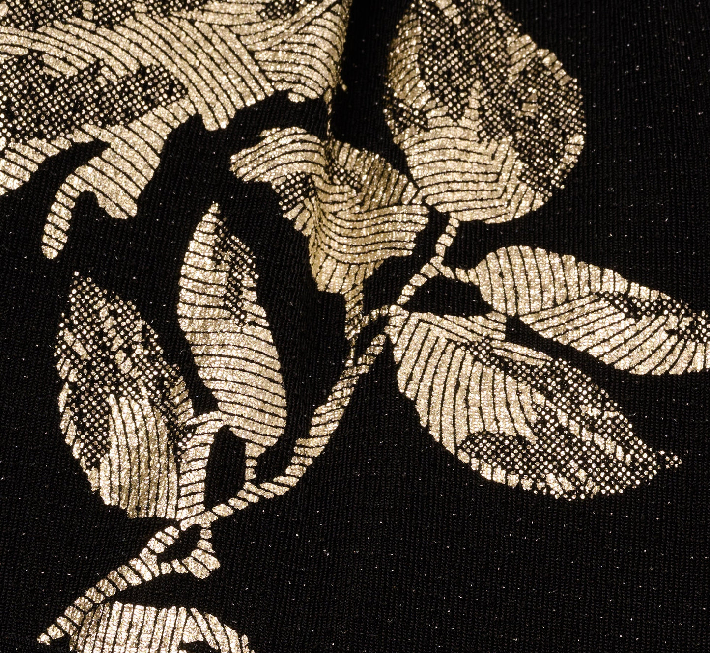 Metallic Rose Floral Halter Gown In Black Gold