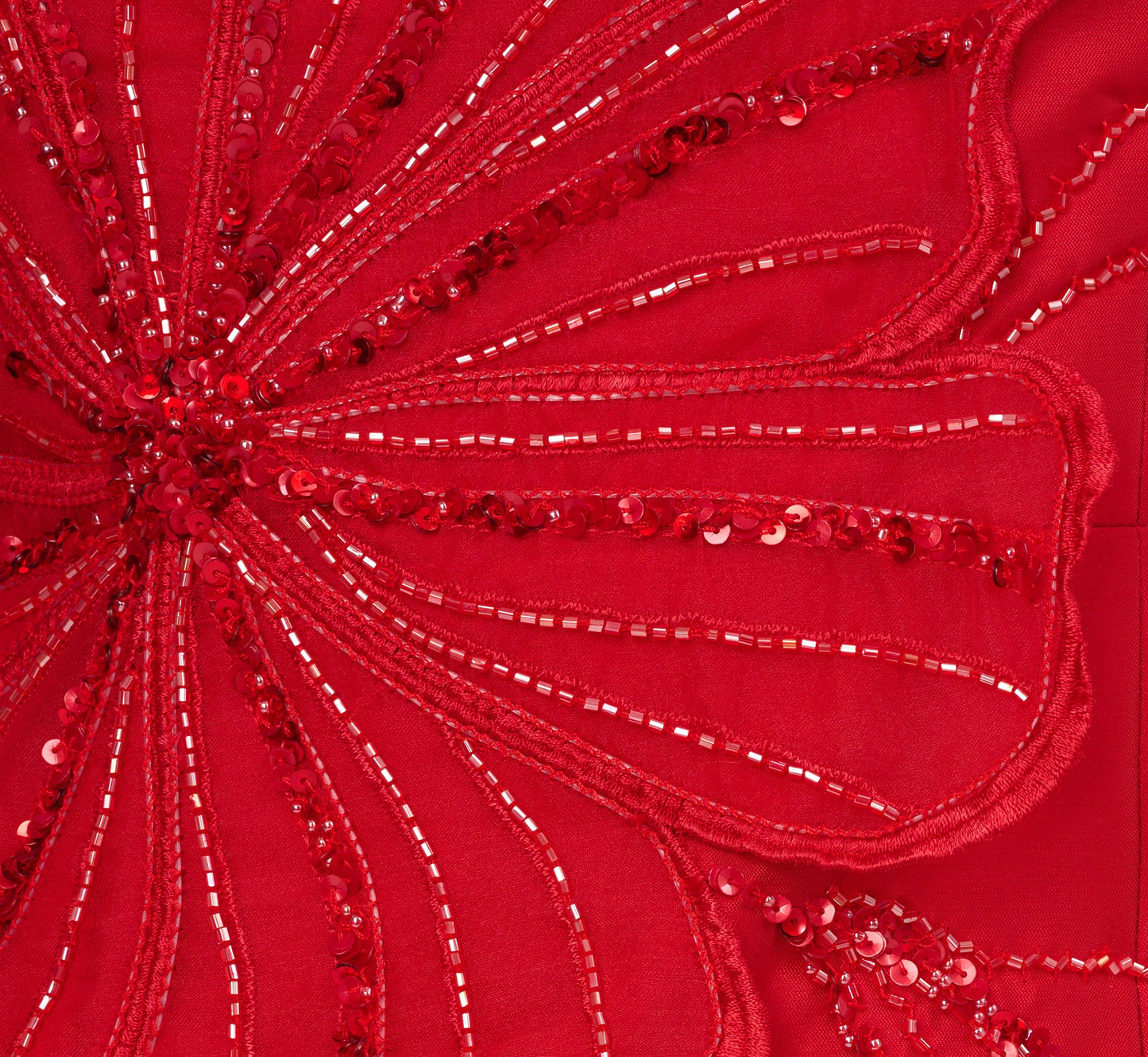 Sleeveless 3D Floral Beaded Cocktail Dress In Red