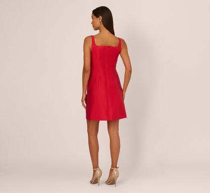 Sleeveless 3D Floral Beaded Cocktail Dress In Red