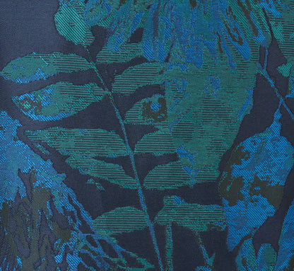 Plus Size Ruffle Floral Jacquard High Low Gown In Cobalt Multi