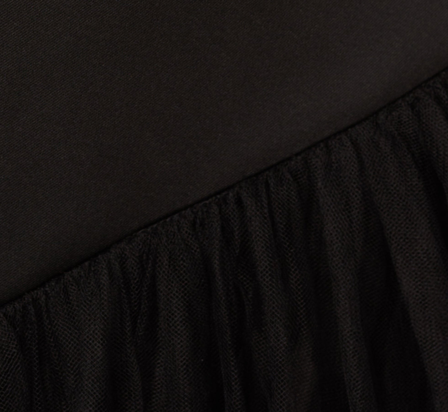 Strapless Mikado Ball Gown With Mesh Skirt In Black