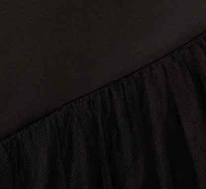 Strapless Mikado Ball Gown With Mesh Skirt In Black