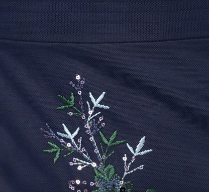 Off Shoulder Sequin Embroidery Mermaid Gown In Navy