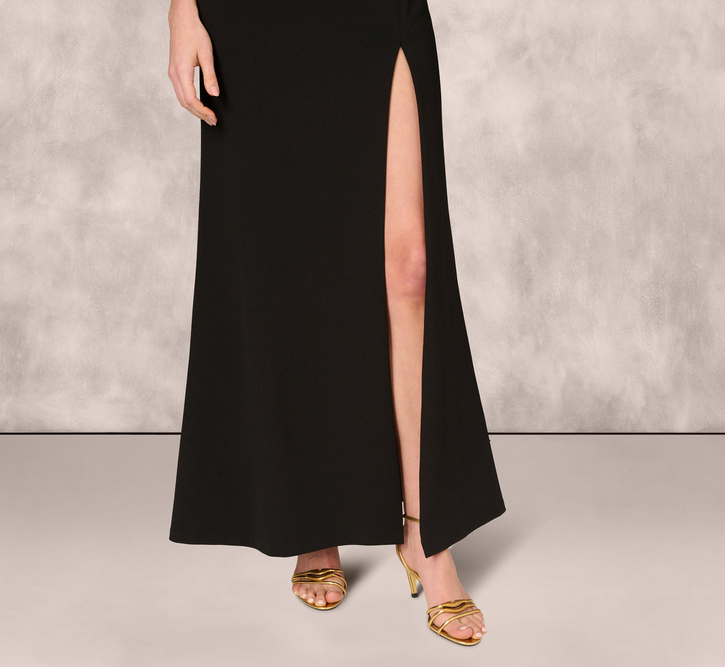 One Shoulder Pleated Detail Mermaid Gown In Black