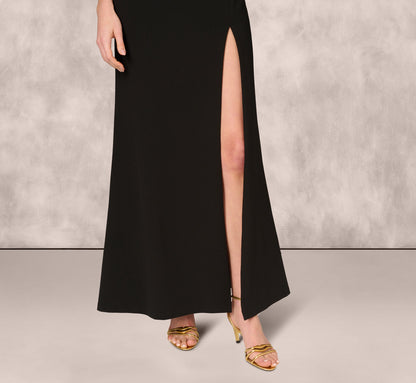 One Shoulder Pleated Detail Mermaid Gown In Black