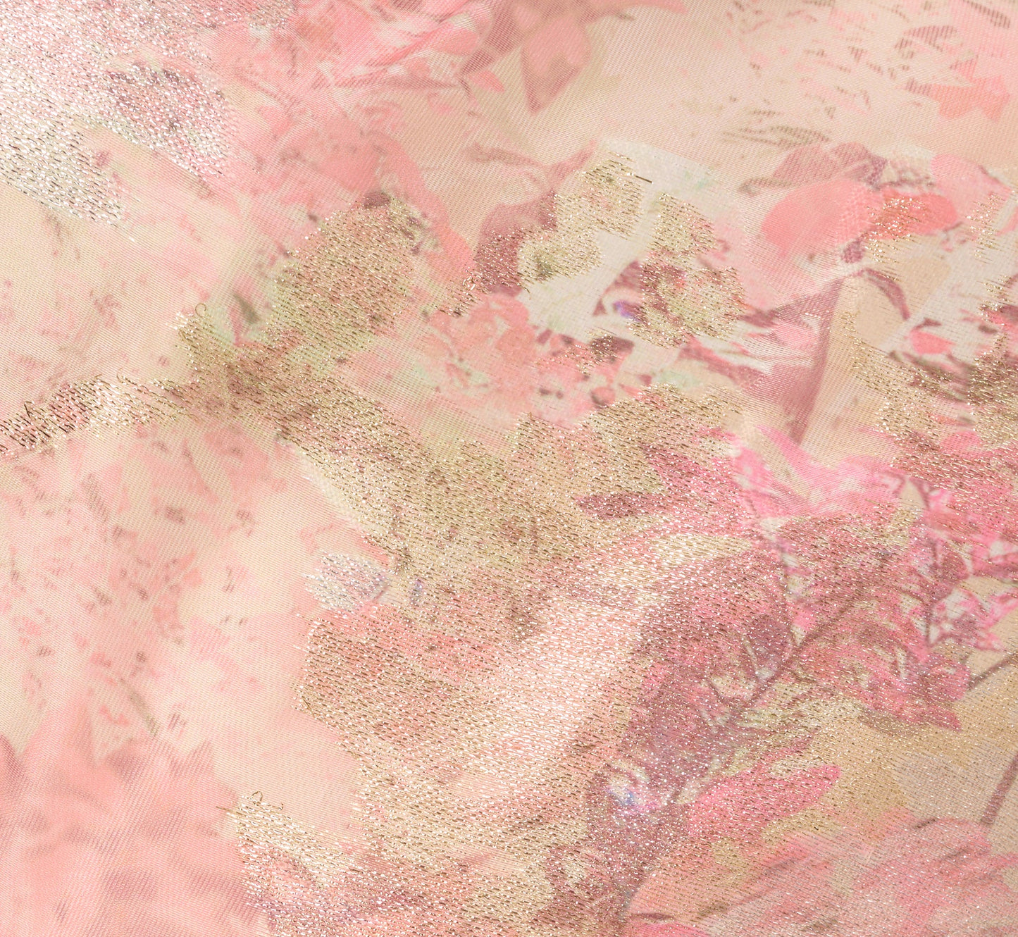 One Shoulder Pleated Jacquard Column Gown In Pink Multi