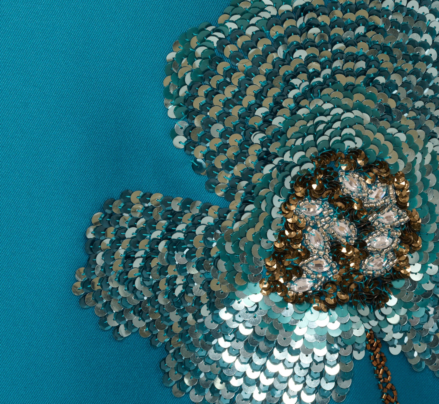 Sleeveless Sequin Bead Flower Midi Dress In Peacock