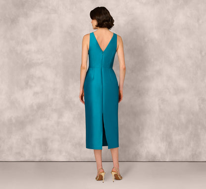 Sleeveless Sequin Bead Flower Midi Dress In Peacock