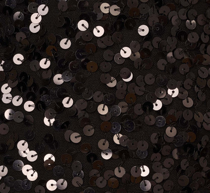 Sleeveless Asymmetrical Illusion Sequin Gown In Black