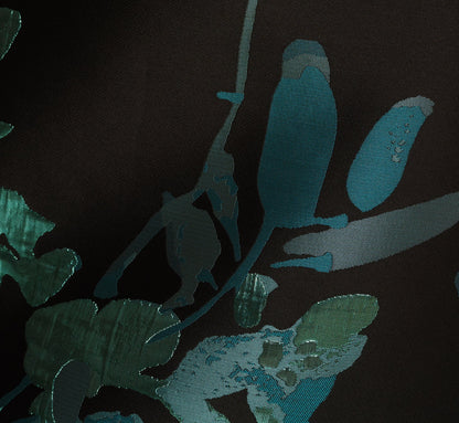 Sleeveless Metallic Floral Jacquard Gown In Black Teal