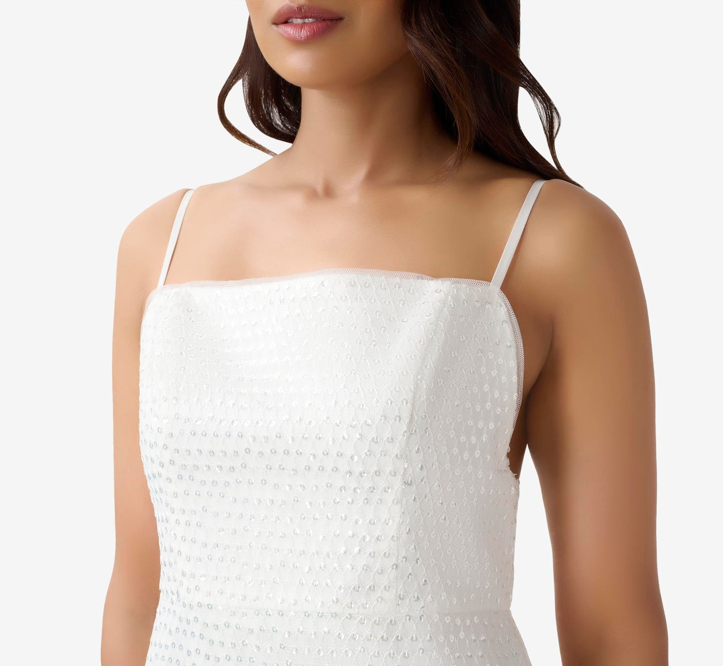 Sequined Sheath Short Cocktail Dress In Ivory