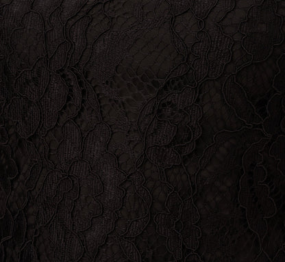 Floral Lace And Feather Trimmed Short Sheath Cocktail Dress In Black